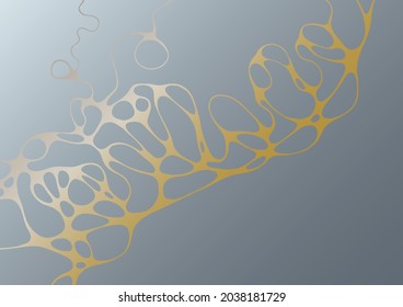 Abstract marble vector design for wedding invitation template, web, banner, card, pattern and wallpaper. Gold gray wavy grid texture background. Luxury wallpaper graphic design with curve lines cells.