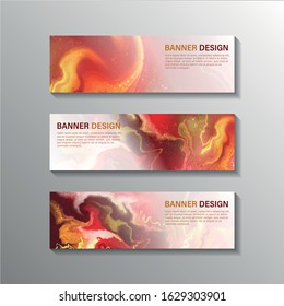 Abstract Marble Web banner design background, header vector Templates. Horizontal advertising business banner layout set. Clean abstract orange acrylic waves cover header background for website design