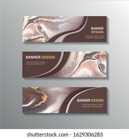 Abstract Marble Web banner design background, header vector Templates. Horizontal advertising business banner layout set. Clean abstract brown acrylic waves cover header background for website design