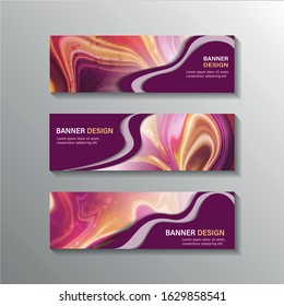 Abstract Marble Web banner design background, header vector Templates. Horizontal advertising business banner layout set. Clean abstract crimso acrylic waves cover header background for website design