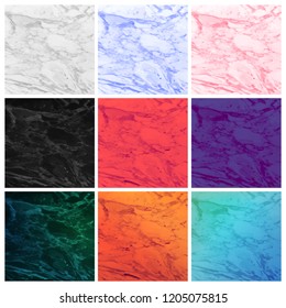 Abstract marbled backgrounds liquid paint colors. Marble textures for invitation or greeting card, brochure, banner and flyer and poster. Grey, pink, black, red, blue, green, yellow, purple color