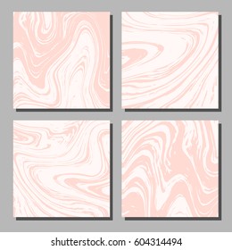 Abstract marbled backgrounds in pastel pink and white liquid paint colors. Marble textures for wedding, birthday or christmas party invitation or greeting card, brochure, banner and flyer and poster. 
