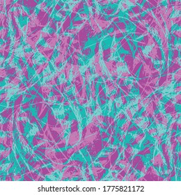Abstract marbled fluid paint texture vector seamless pattern background. Aqua blue and pink backdrop of streaked and variegated painterly leaf brush surface All over print for wellness, packaging.