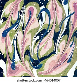 Abstract marbled ink background. Drawing texture with liquid paint.