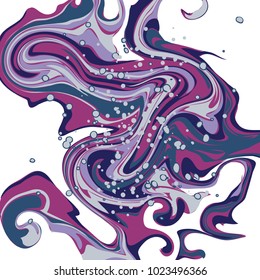 Abstract marbled ink background. Hand drawn texture with liquid paint. Vector illustration.