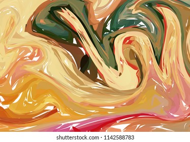 Abstract marbled ink background. Hand drawn texture with liquid paint. Vector illustration.
