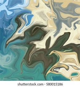 Abstract marbled ink background. Hand drawn texture with liquid paint. Vector illustration.