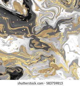 Abstract marbled ink background. Hand drawn texture with liquid paint. Vector illustration.