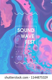 Abstract marbled ink fest poster. Hand drawn texture with liquid paint. Party background for Banner, Poster, Brochure and Flyer.