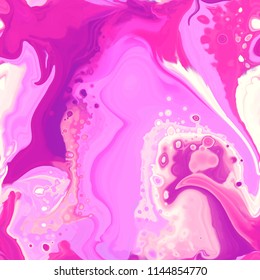 Abstract marbled ink seamless pattern. Hand drawn texture with liquid paint. Vector illustration.