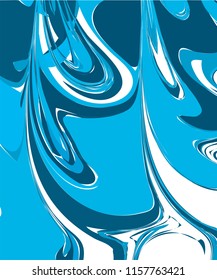 Abstract marbled paint background. Flowing Stream colored vector design on a white background. The flowing stream color set includes shades of cyan colors.