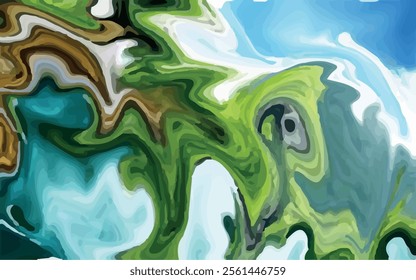 Abstract marbled pattern featuring a vibrant blend with fluid swirls and waves.
