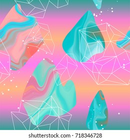 Abstract marbled seamless pattern. Hand drawn liquid texture with geometric element. 