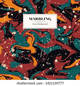 Abstract marbling background. Vector vintage illustration. Marbled venetian paper texture. 