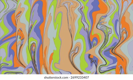 Um padrão de marmoreado abstrato com formas orgânicas fluindo em uma mistura vibrante de cores pastel. Formato vetorial escalável adequado para impressão e digi...