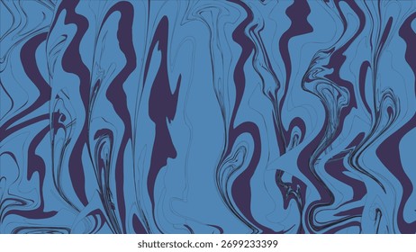 An abstract marbling pattern with flowing organic shapes in shades of blue and dark purple. Scalable vector format suitable for print and digital m...