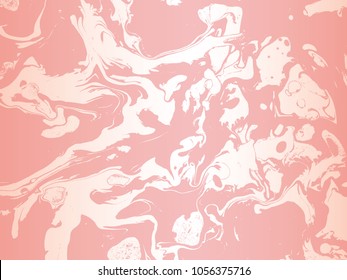 Abstract marbling pink and white, two color vector background with spots and splashes. Abstract hand made vector backdrop, background in shades of pink