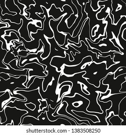 Abstract marbling seamless pattern. Black and white fluid vector background. Monochrome liquid paint texture for fabric, wrapping paper, t shirts, clothes