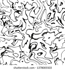 Abstract marbling seamless pattern. Monochrome vector texture. Liquid paint background for fabric, wrapping paper, t shirts, clothes