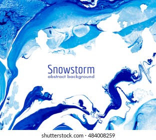 Abstract marbling vector background blue and white