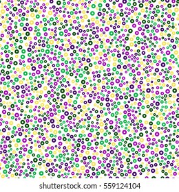 Abstract Mardi Gras Seamless Pattern with Colorful Beads. Vector Illustration for Holiday Design. Yellow, Green, Purple Carnival Background. 