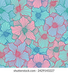 Abstract marigold flower periodic design. Organic floral ornament. Marigold blossom with doodle petals. Wrapping print. Field bloom spring endless pattern scrapbook vector.