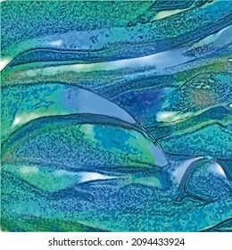 Abstract marine grunge background, turquoise and blue waves. Vector illustration