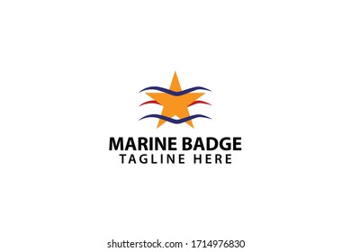 abstract marine ocean badge logo vector concept with simple, unique, modern and elegant styles on white background