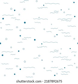 Abstract marine seamless pattern. Blue shit on a white background. Print for children's fabrics and paper.