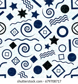 Abstract marine seamless pattern, maritime shapes, vector illustration