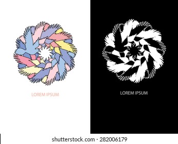 Abstract mark bird back white and pastel color logo vector.