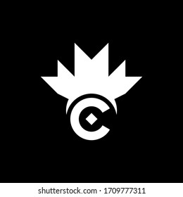 Abstract mark and symbol letter c with maple leaf shape. Small file vector size.