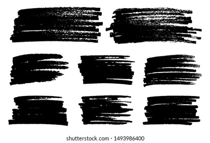 Abstract marker banners.Grunge black marker stains.