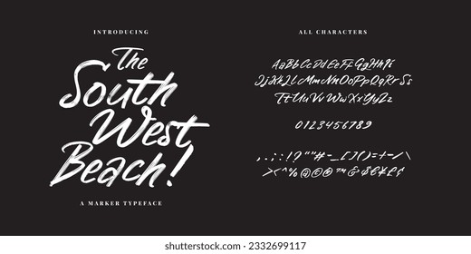 Abstract Marker Brush Font, Beach and Surf Font, include Uppercase and Lowercase Symbols