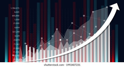Abstract Market graph, business wallpaper. growing virtual hologram stock. Business planning. Stock trading. vector illustration