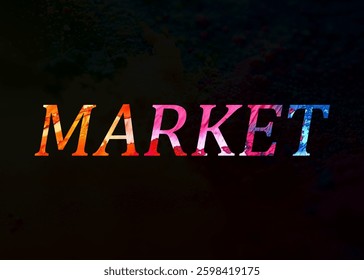 Abstract Market Text Effect Design Black Background