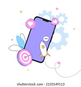 Abstract Marketing Illustration. Purple objects. Vector illustration