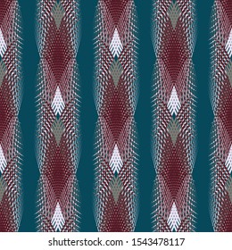 Abstract maroon and blue on a geometric background seamless pattern