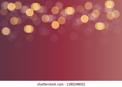 Abstract maroon bokeh background with lights at top