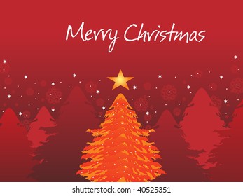 fondo de árbol de navidad de maroon abstracto con árbol de naranja brillante con estrella