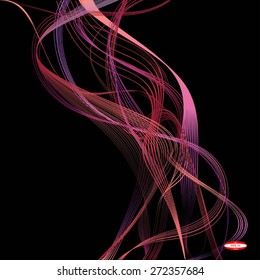 abstract marsala line copper wave violet band isolated on black background. vector illustration