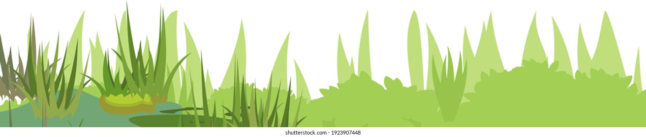 Abstrakte Sumpflandschaft mit grünen Pflanzen