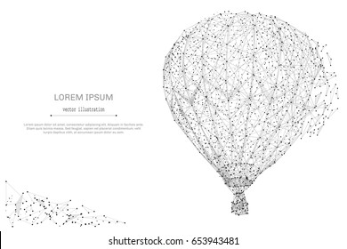 Abstract mash line and point air balloon on white background with an inscription. Balloon starry sky or space, consisting of stars and the universe. Vector illustration