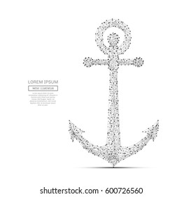 Abstract mash line and point anchor on background with an inscription. Starry sky or space, consisting of stars and the universe. Vector business illustration