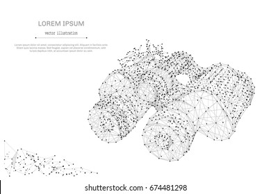 Línea de puré abstracta y binoculares puntuales sobre fondo blanco con una inscripción. Cielo estrellado o espacio, compuesto por estrellas y el universo. Ilustración empresarial de vectores