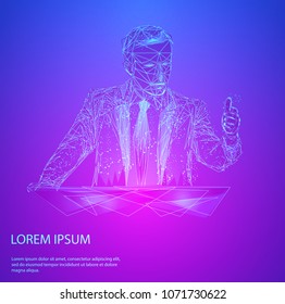 Abstract mash line and point business man. Starry sky or space, consisting of stars and the universe. Vector business illustration