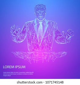 Abstract mash line and point business man. Starry sky or space, consisting of stars and the universe. Vector business illustration