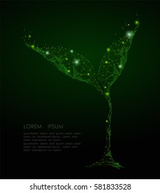 Líneas de puré abstractas y conexiones puntuales sprout plantas eco hojas. Triángulo poligonal bajo. Estridentes estrellas o estrellas espaciales y el universo. Concepto de ilustración empresarial vectorial crecer la vida en neón resplandor