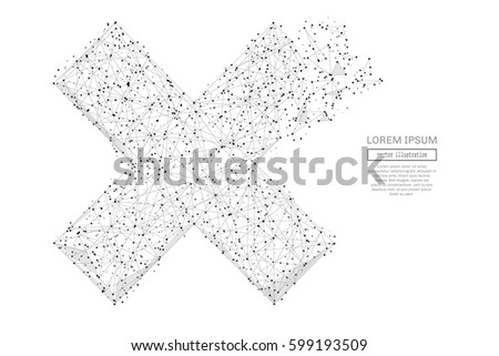 Abstract mash line and point cross X on background with an inscription. Starry sky or space, consisting of stars and the universe. Vector business illustration