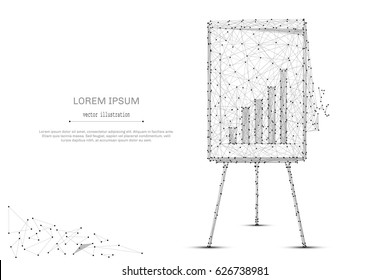 Abstract mash line and point Flip chart with diagram on white background with an inscription. Starry sky or space, consisting of stars and the universe. Vector business illustration